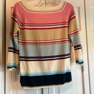 The Limited Pink, Cream & Blue Striped Knit Sweater